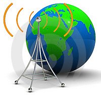 image of radio tower and world